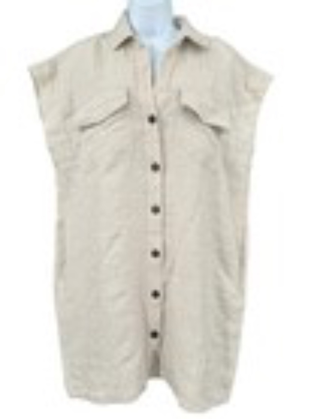 Madewell Utility Short-Sleeve 100% Linen Mini Shirt Dress Sz S In Oat Oversized